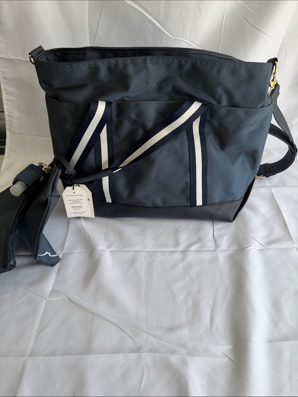 Martha Stewart Navy Messenger Bag with White-Trim Straps